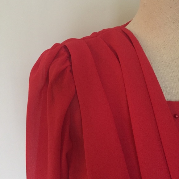 Vintage Red Swoop Neck Dress - Picture 5 of 7